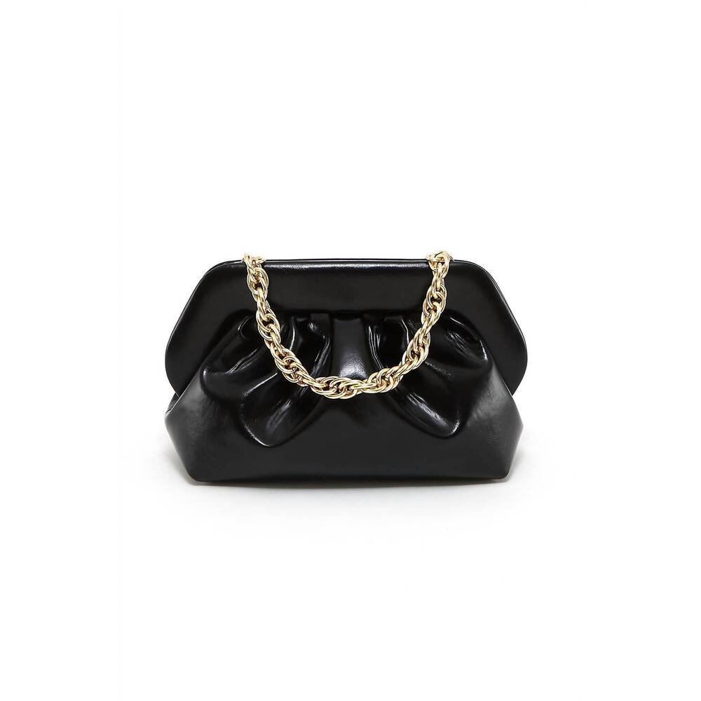 Black Chain-Handle Clutch Wristlet